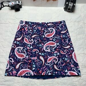 Preppy Paisley Mini Skirt | A-Line Cotton Stretch Coastal · Talbots